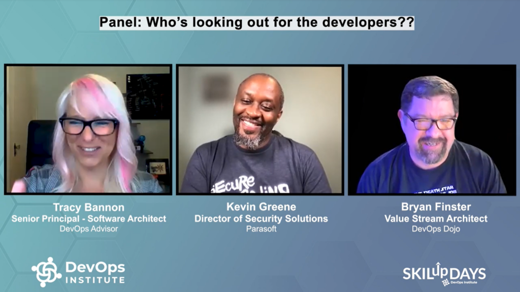 Tracy Bannon, Kevin Greene, and Bryan Finster Panel at SKILup Day DevSecOps